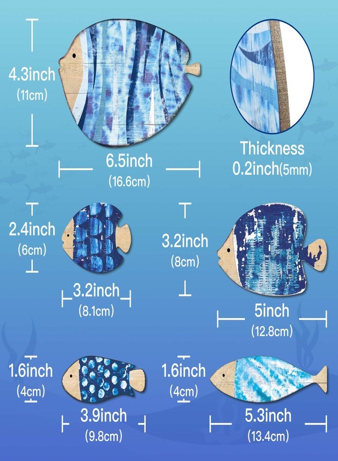 Putuo Decor Putuo Nautical Beach Wall Decor - Wooden Fish Sculpture for Lake House, Ocean Decor, Vintage Blue Fish Ornaments for Home, Bathroom, Bedroom, Kids Room (6.5 in) - Image 2